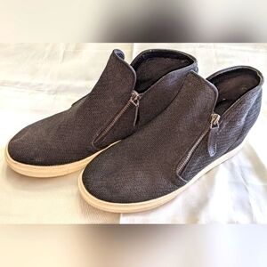 Madden Girl Preston Wedge Sneakers Black Women's Size 10M Double Side Zippers